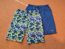 Eddie Bauer Swim Trunks Boys XL 18/20 Blue Green Mesh Lined Pockets