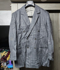 1960s vintage pure woollen wool classic gray double breasted suit 38R 38S