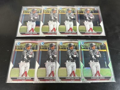 Lot of (8) CHRISTIAN CERDA 2023 Bowman Chrome (7) Base (1) Lunar Diamondbacks
