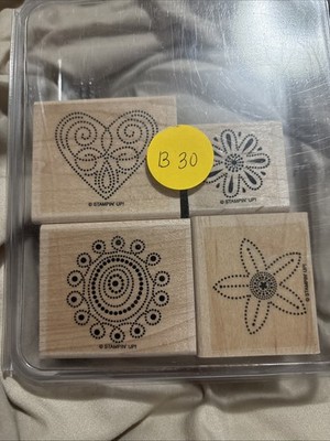 Stampin' Up! ''Mixed Bunch'' Punch And Stamp Set Of 4, Stars, Flowers, Sun, Heart
