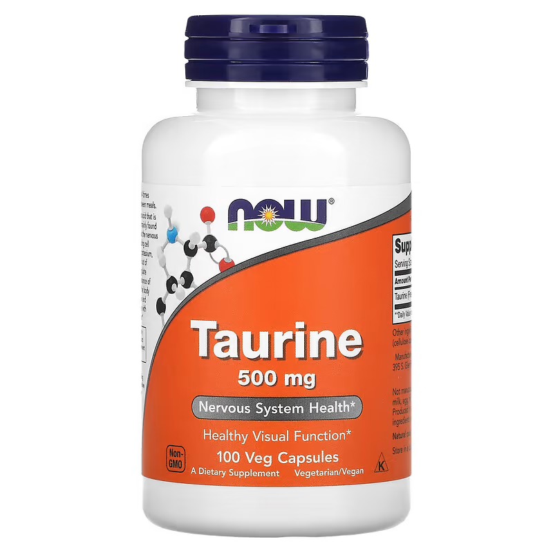 NOW Foods Taurine 500mg 100 Veg Capsules | Amino Acid Supplement
