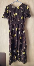USED PRADA FLORAL DRESS, SIZE 42, SILK, PANSY SKIRT, BLOUSE. GOOD