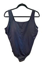 Lands End Swimuit 22W One Piece Black Soft Cup Wireless Womens Modest Minimalist