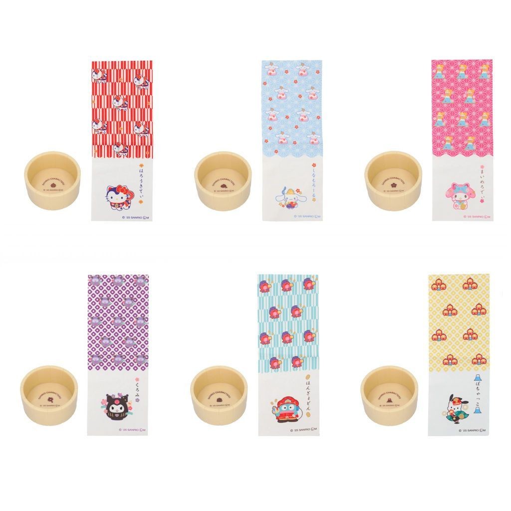 Sanrio Characters Mini Figure Set of 6 with Towel and Pouch Collectible