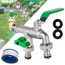 Durable Zinc Alloy Double Spout Faucet 1/2" 3/4" for Kitchen and Outdoor
