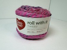 Red Heart Roll With It Tweed Yarn Berry Blush 296 Yards