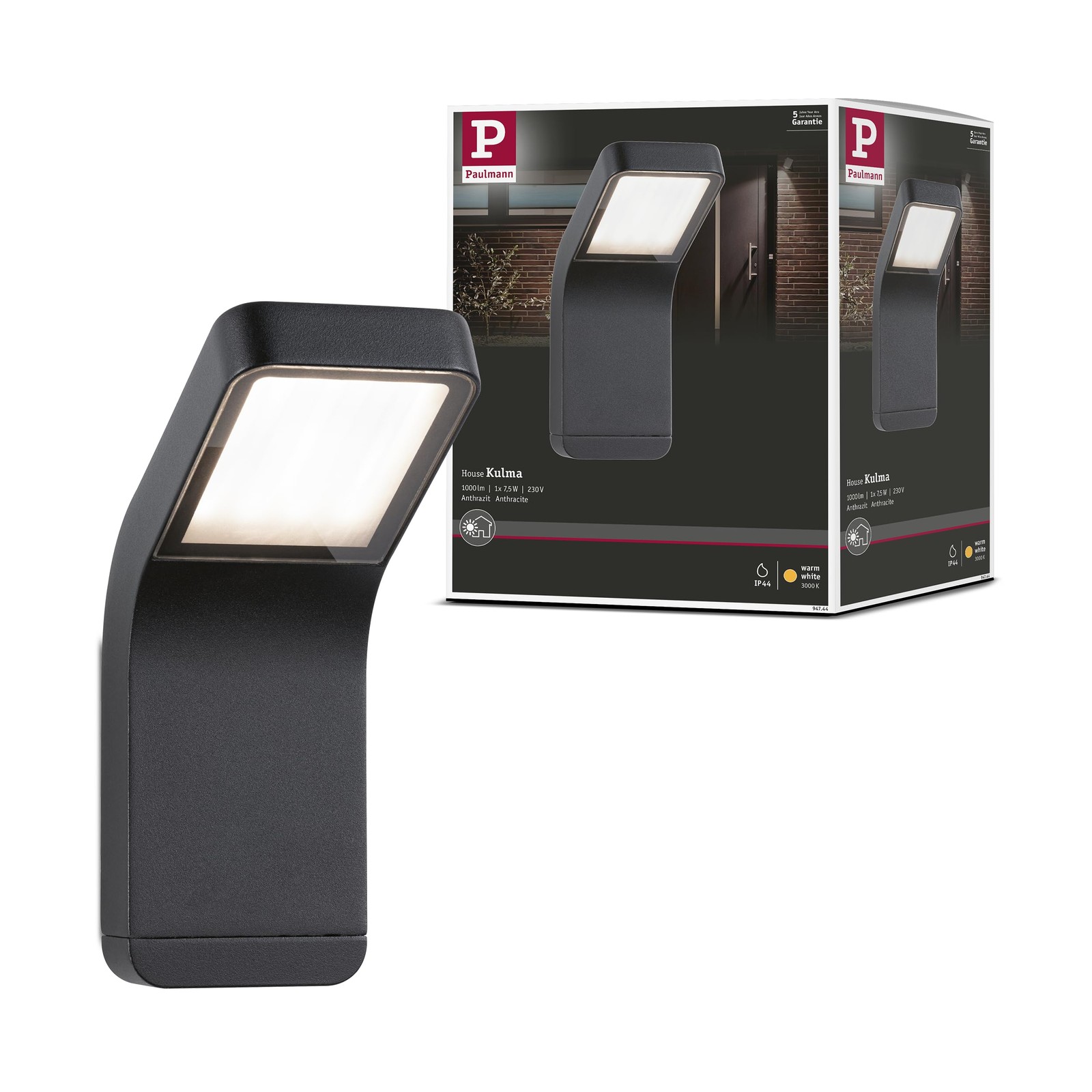 Applique Kulma LED luminaire d'extérieur IP44 résistant à l'eau de mer noir anthracite