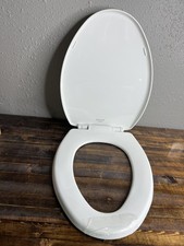 Mayfair by Bemis Elongated Toilet Seat White Wood Slow Close Easy Clean Hinges