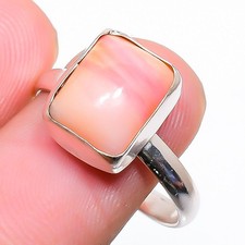 Pink Opal Gemstone Handmade 925 Sterling Silver Jewelry Ring Size 8 I243