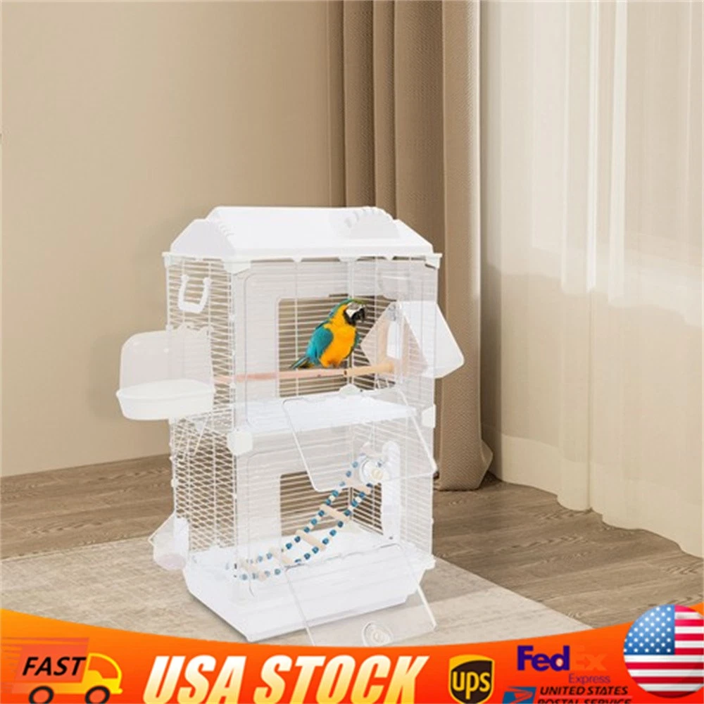 Modern Bird Cage, Two-tier Bird Cage, Parakeets Cage White
