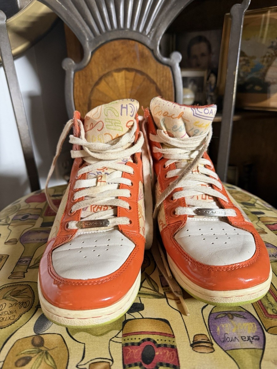 Patterned‎ High-Top Sneakers with Orange Details Men main image 3