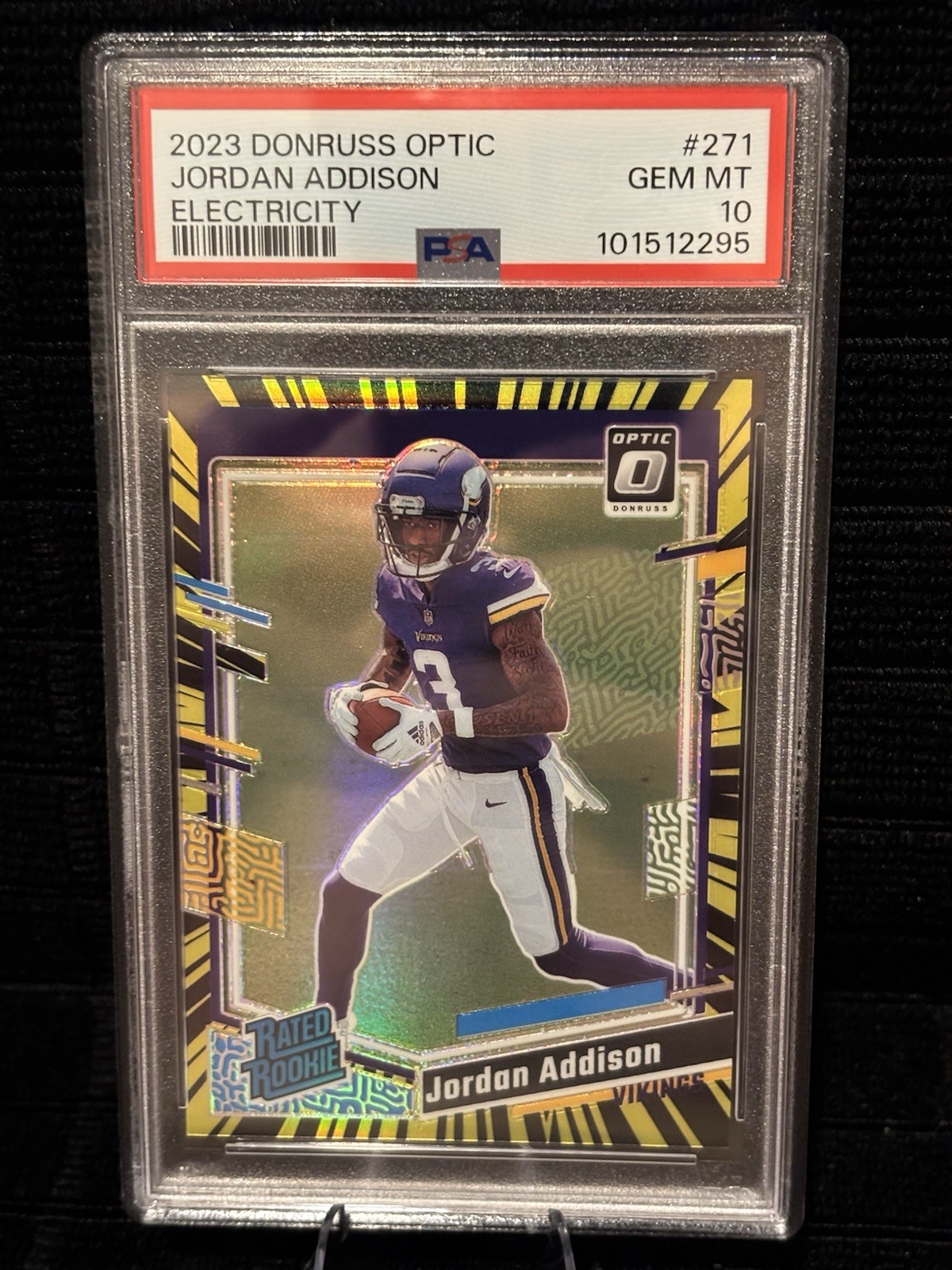 2023 Donruss Optic Jordan Addison Electricity #271 Rookie RC PSA 10 GEM MT * /69