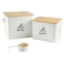 Airtight Bird Storage Container Set of 2, 10LB Metal Bird Food Container with...