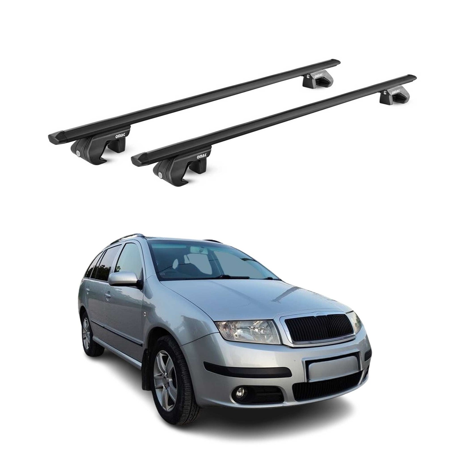 Barres de toit transversales Skoda Fabia Break pour coffre de voyage