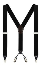 Men's Y-Back 1.4 Inches Wide 4-Clips Adjustable Suspenders, Black