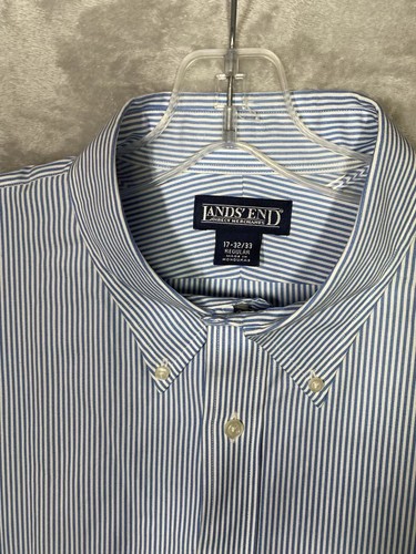 Lands End blau gestreiftes Hemd Größe 17 32/33 - Bild 1 von 4