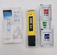 Digital PH Meter Range 0.00-14.00 For Pool Hot Tub With Buffer Powder Yellow 