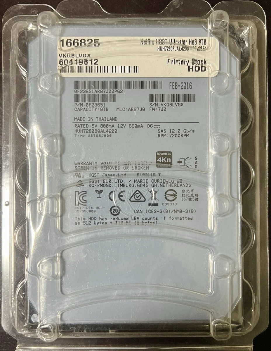 HGST SAS Internal Hard Disk Drives 8 TB Storage Capacity for sale