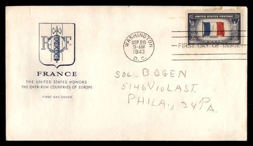 Mayfairstamps US FDC 1943 Washington DC France appreciation First Day Cover aaw_