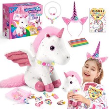 Toyze 21-Piece Unicorn Gift Set for Girls Ages 3-8  Soft Plush Medium, White