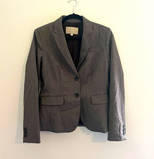 Banana Republic Gray Herringbone 2-Button Blazer Notch Lapel Lined Size 8