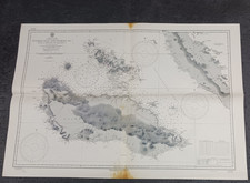 1941 SOLOMON ISLANDS  42"x29" MAP U.S. NAVY Hydrographic WWII battle GUADALCANAL