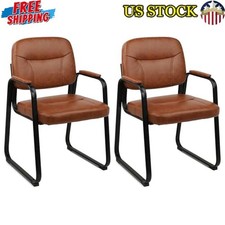 Comfortable Reception Chairs Set 2 Padded Armrest Modern Office Lobby Seating