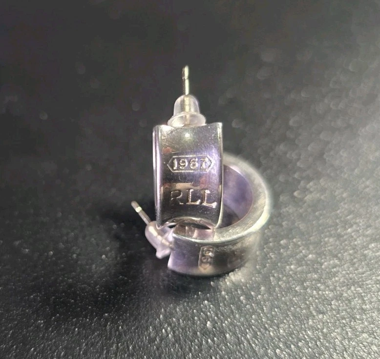 Pendientes Ralph Lauren de oro blanco de 14k con poste Foto 2 de 4