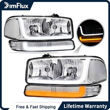 Dimflux Headlights For 99-07 Gmc Sierra 1500 00-06 Yukon Xl 1500 Chrome Housing