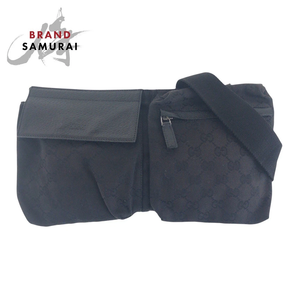 Gucci pochette taille noir ferrures métal argenté Gg toile/cuir 28566 body bag