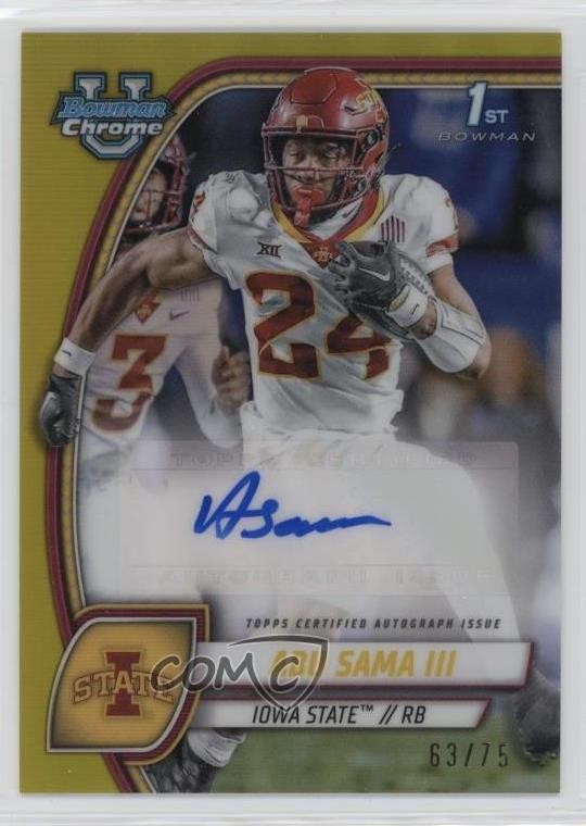 2024 Bowman U Chrome Prospect Yellow Refractor 63/75 Abu Sama III Auto 9et