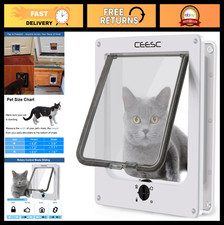 Large Cat Door for Interior/Exterior Pets Up to 23.62" - Easy Install, White