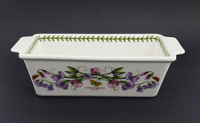 PORTMEiRiON BOTANiC GARDEN SWEET PEA PORCELAiN 11.75" MEATLOAF LOAF DiSH HANDLES