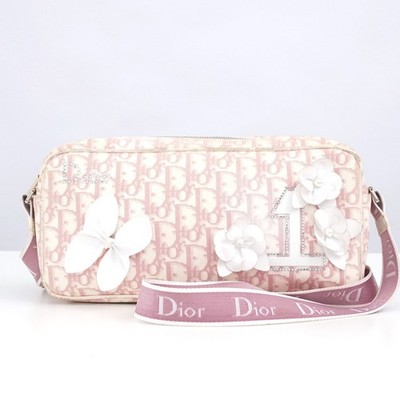 ✨美品✨Dior Vintage ♡...Girly pink trotter CHRISTIAN DIOR Trotter Logo Girly Pink Shoulder Bag Italy BOL0034