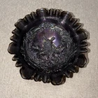 Vintage Imperial Carnival Glass Windmill Bowl With Ruffled Edges.