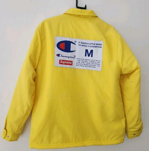 Veste D'Entraîneur FW18 Supreme X Champion Label Medium Jaune Résistante À L'Eau