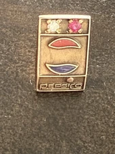 Pepsi Cola Gold Employee Service Award Bar Tie Pin Lapel, Diamond, Ruby w/chain 