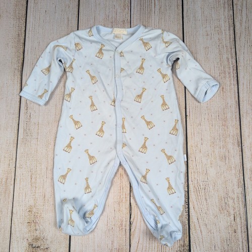 Sophie la Girafe Kissy Kissy Baby One Piece Foot Pajamas 3-6 Months Blue Giraffe