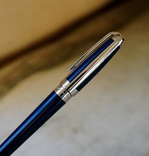 STYLO PLUME S.T. DUPONT OLYMPIO XL LAQUE DE CHINE BLEU NUIT BANDES- PLUME OR 18K