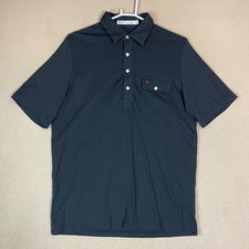 CRIQUET Mens Short Sleeve Black Pima Cotton Polo Shirt Pocket Size M