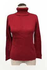 Vtg Lauren Ralph Lauren Ribbed Cotton Turtleneck with Neck Logo Red Size M