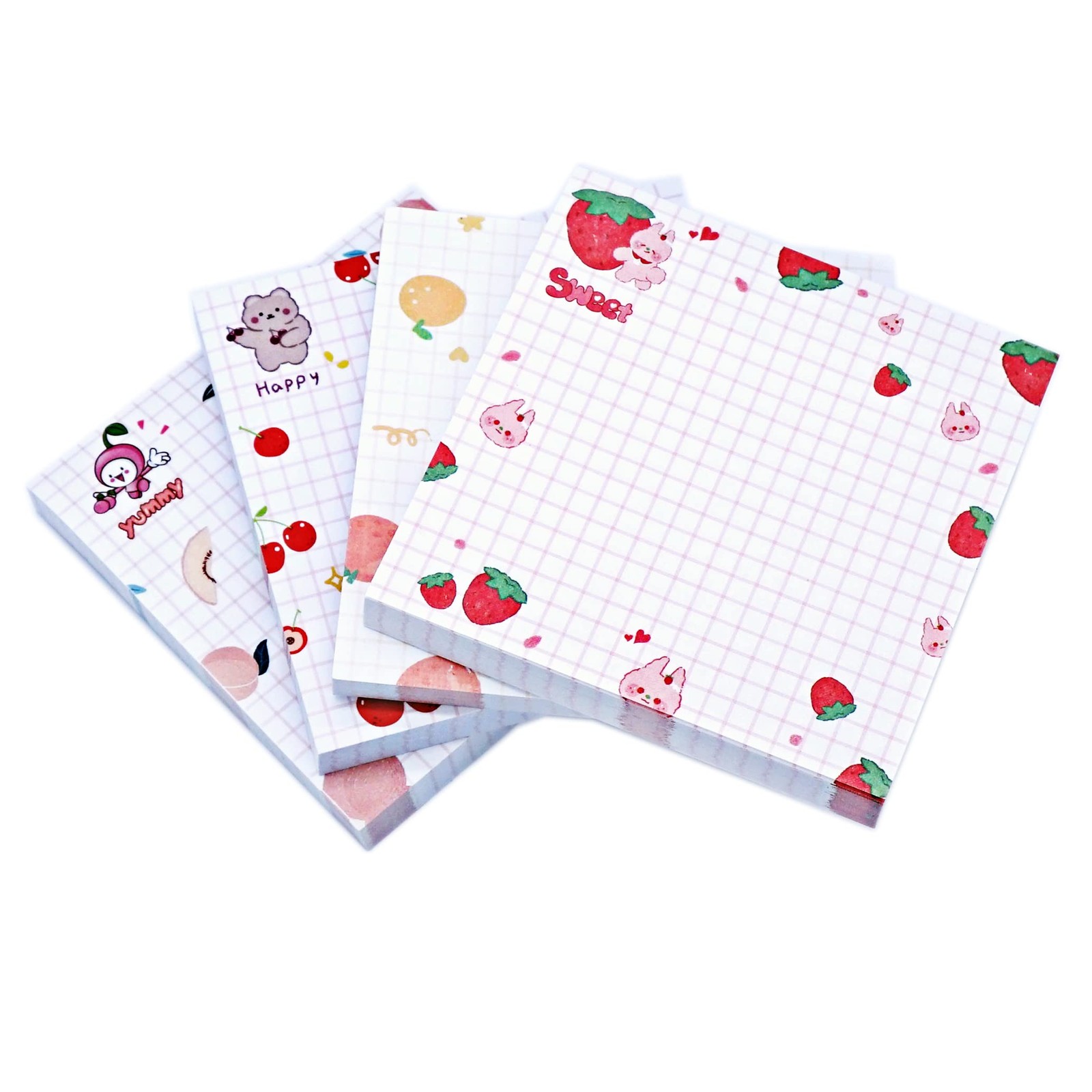 Cute Kawaii Sticky Notes 3.1x3.1in 4Pads 80Sheets/Pad