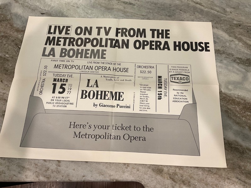 1977 METROPOLITAN OPERA HOUSE LA BOHEME PROMO POSTER Pavarotti