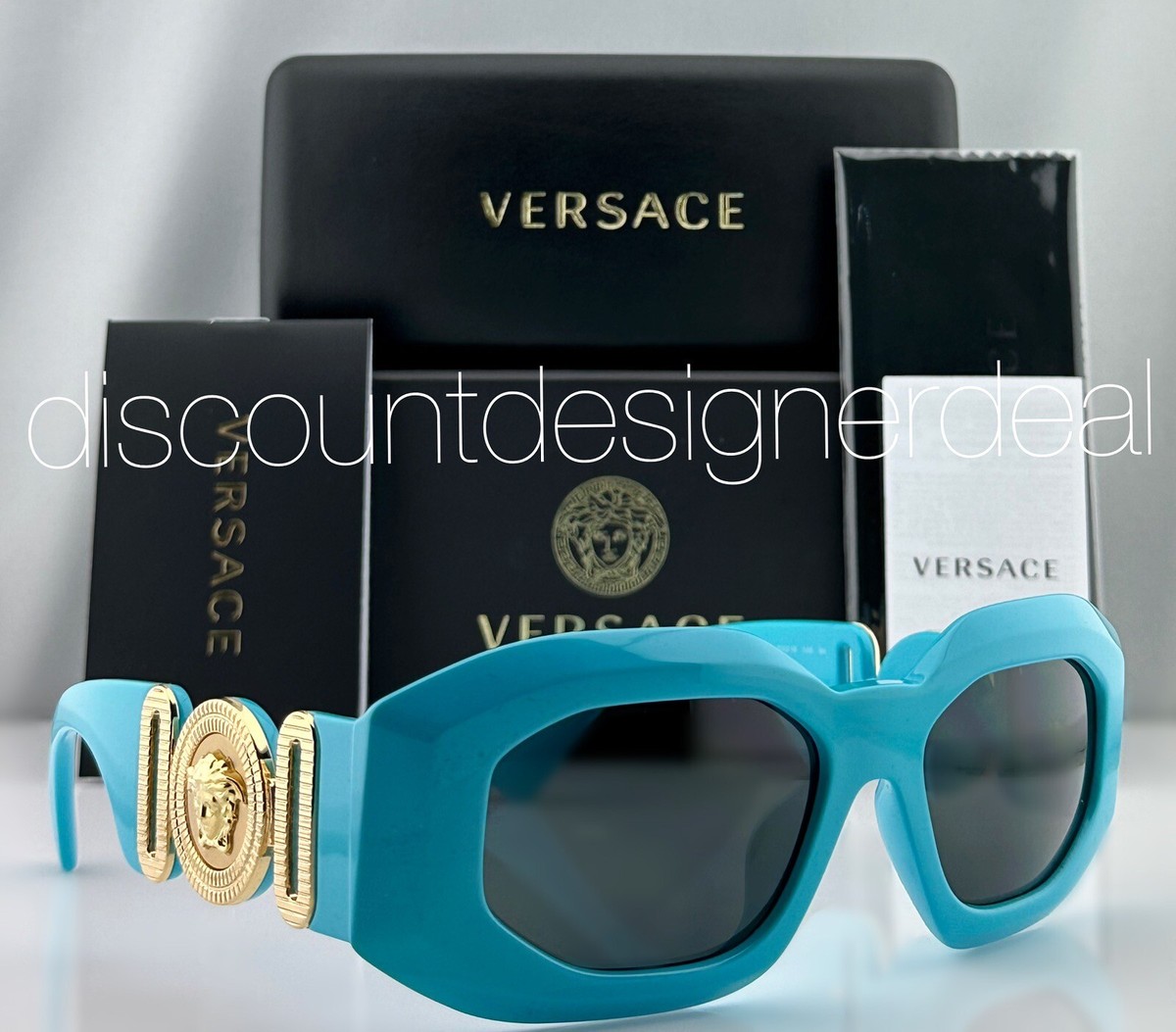 Versace VE4425U 5439/87 Medusa Geometric Sunglasses Blue Frame Dk