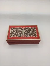 SORRENTO Sorrentine BOX in solid wood inlaid Jewelery box/ Red 3x5" Italian 
