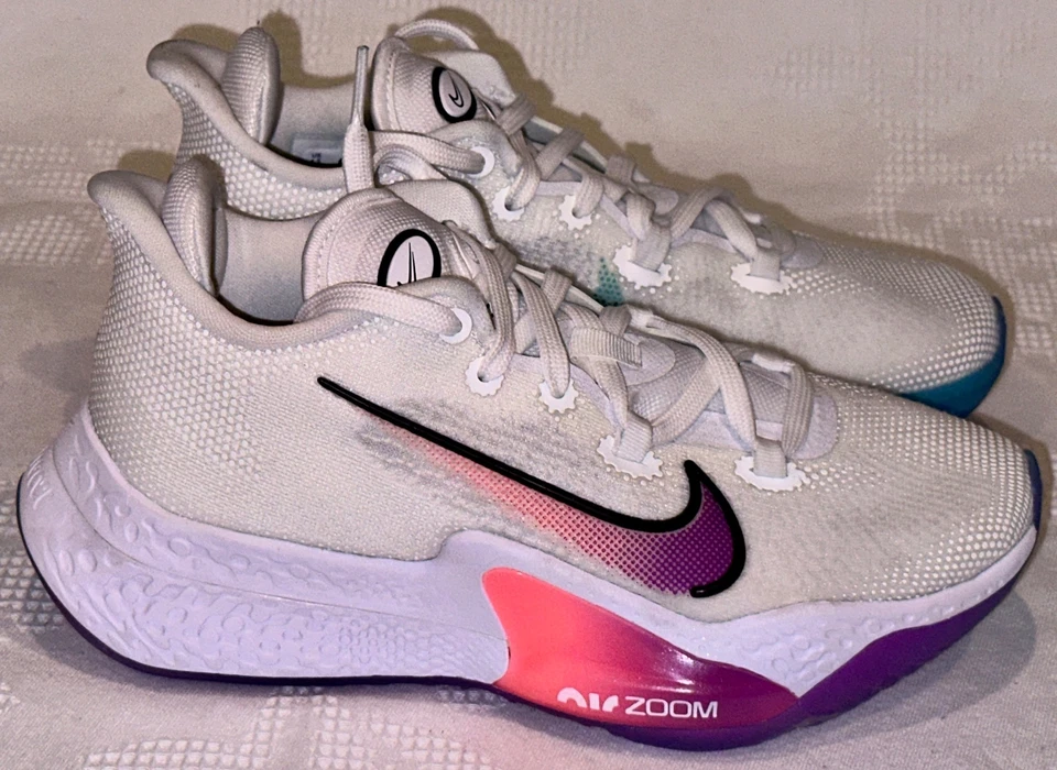 NIKE Air Zoom BB Next White Violet Crimson Basketball Shoes Sneakers Youth 4.5 - Image 2 of 4