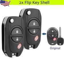 2 Flip Key Fob Shell Case For Toyota Tacoma Tundra Sequoia Highlander Gq43vt20t