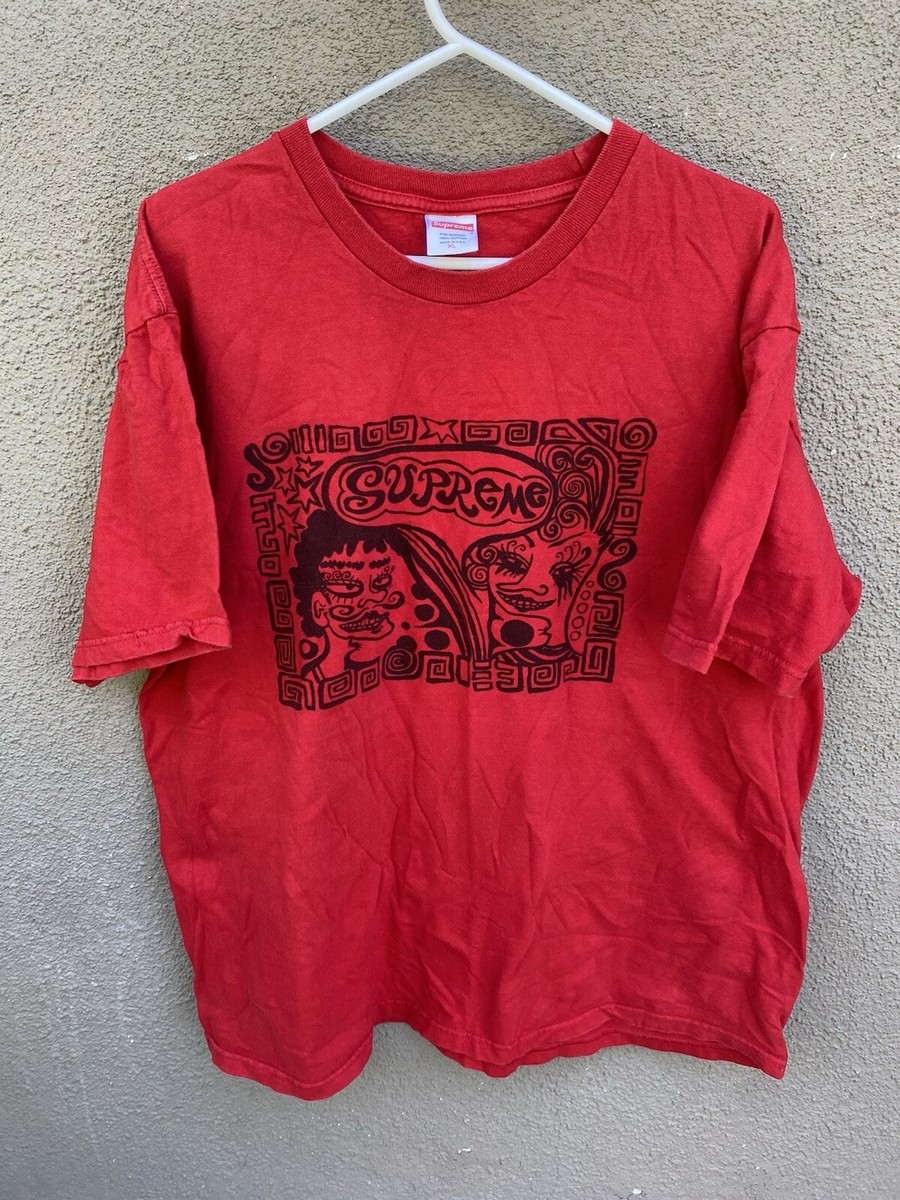 Supreme Faces Art T Shirt Size XL Red Made In USA | eBay