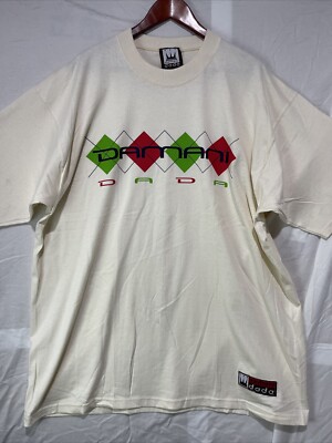Vintage Damani Dada Shirt Mens 2XL Beige Streetwear Hip Hop Short Sleeve Y2K