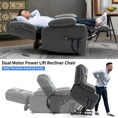 350LBS Lay Flat Heat Massage Power Lift Recliner Chair Elderly Reclining Sofa - Picture 2 of 10